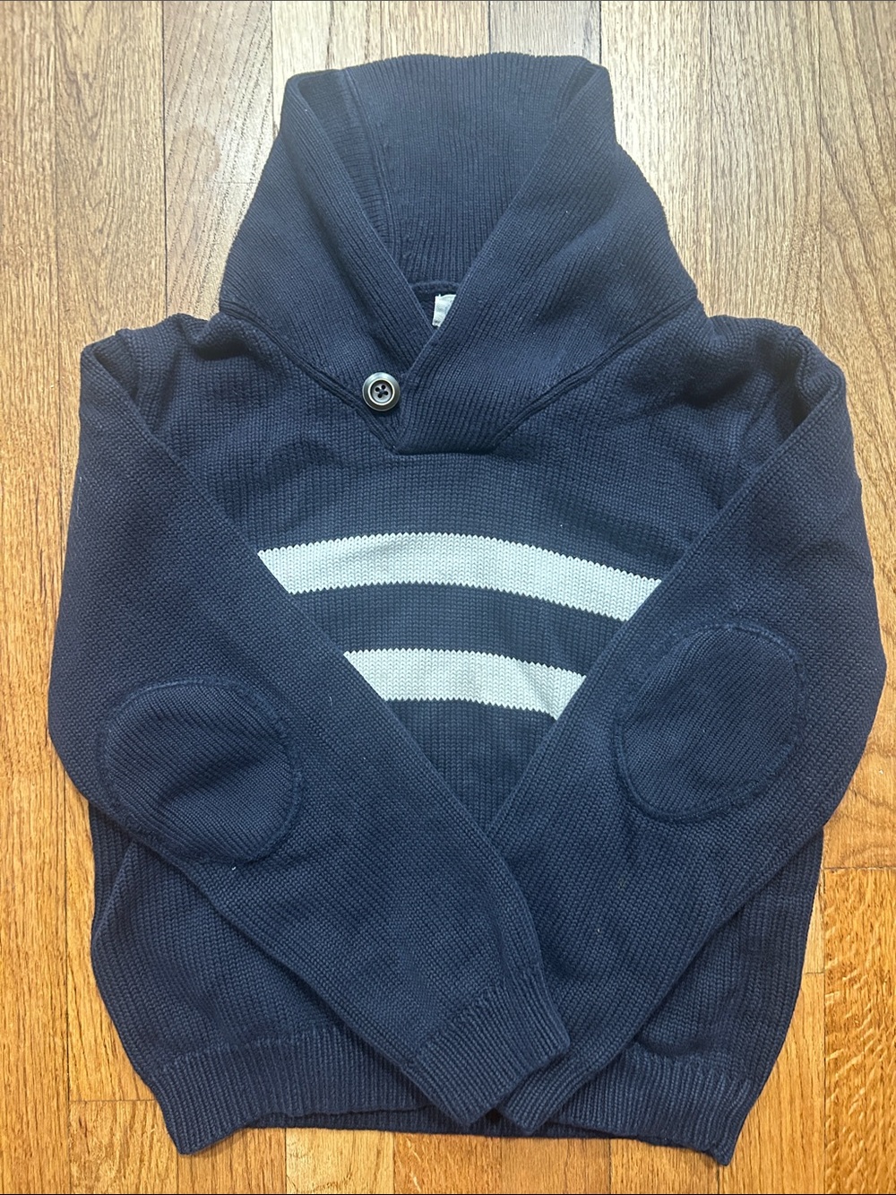 Crewcuts J.Crew Boys Navy Shawl Collar Sweater with White Stripes XL